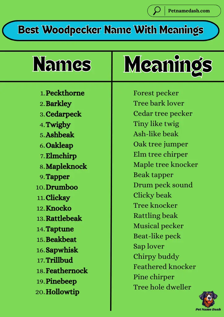 Best Woodpecker Name With Meanings